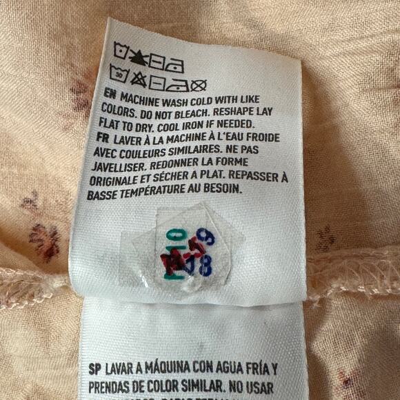 American Eagle Medium Crop Top Floral Button-Up Balloon Sleeves V-Neck Ruffle - Picture 11 of 11